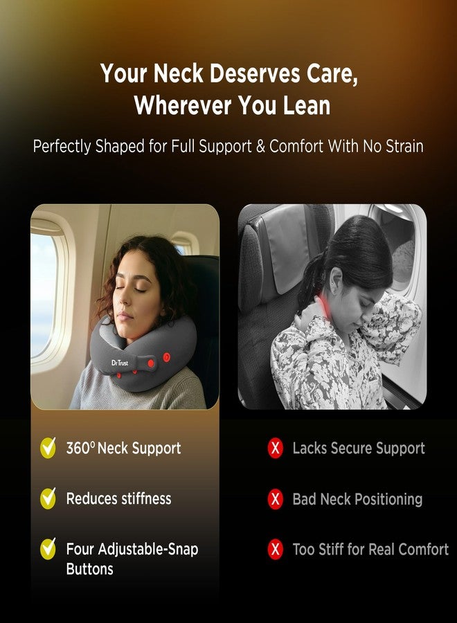 دي آر تراست وسادة رقبة للسفر من دكتور ترست يو إس إيه لتخفيف آلام الرقبة | وسادة رقبة طبية من إسفنج الذاكرة للطائرة والسيارة والقطار والمكتب | مسند رأس قابل للتعديل مع غطاء مريح وجيد التهوية - Image 2